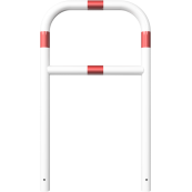 Protective bar made of steel tubing |  60 x 2.5 mm | with crossbar | total width: 700 mm | total height: 1200 mm | hot-dip galvanized and white coatedwith red reflecting stripes